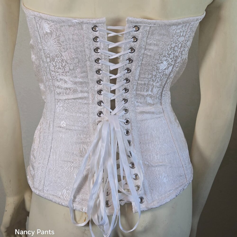 Vintage Dark Garden Silk Brocade Bridal Corset 24" Waist - Picture 2 of 5